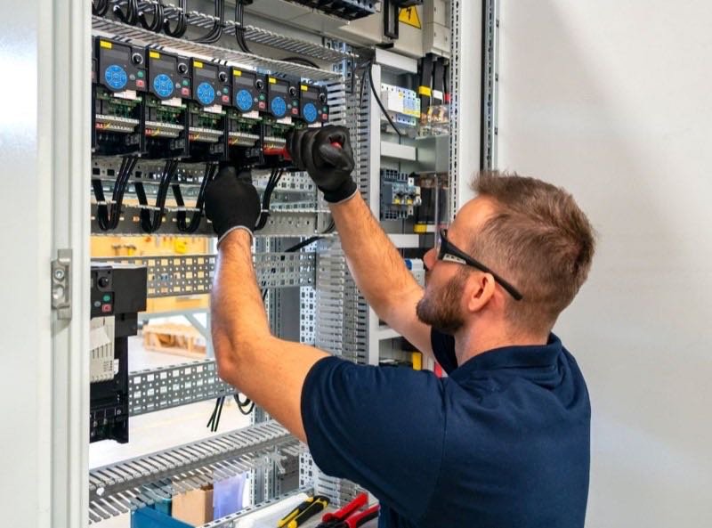 Professionelle Elektroinstallation am Schaltschrank